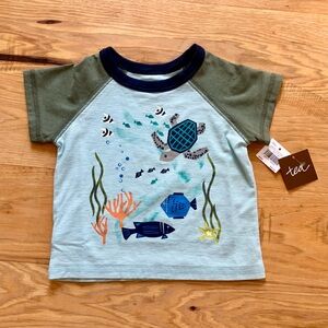 NWT - Tea Collection Green and Blue Sea Life Tee - 6-9mos